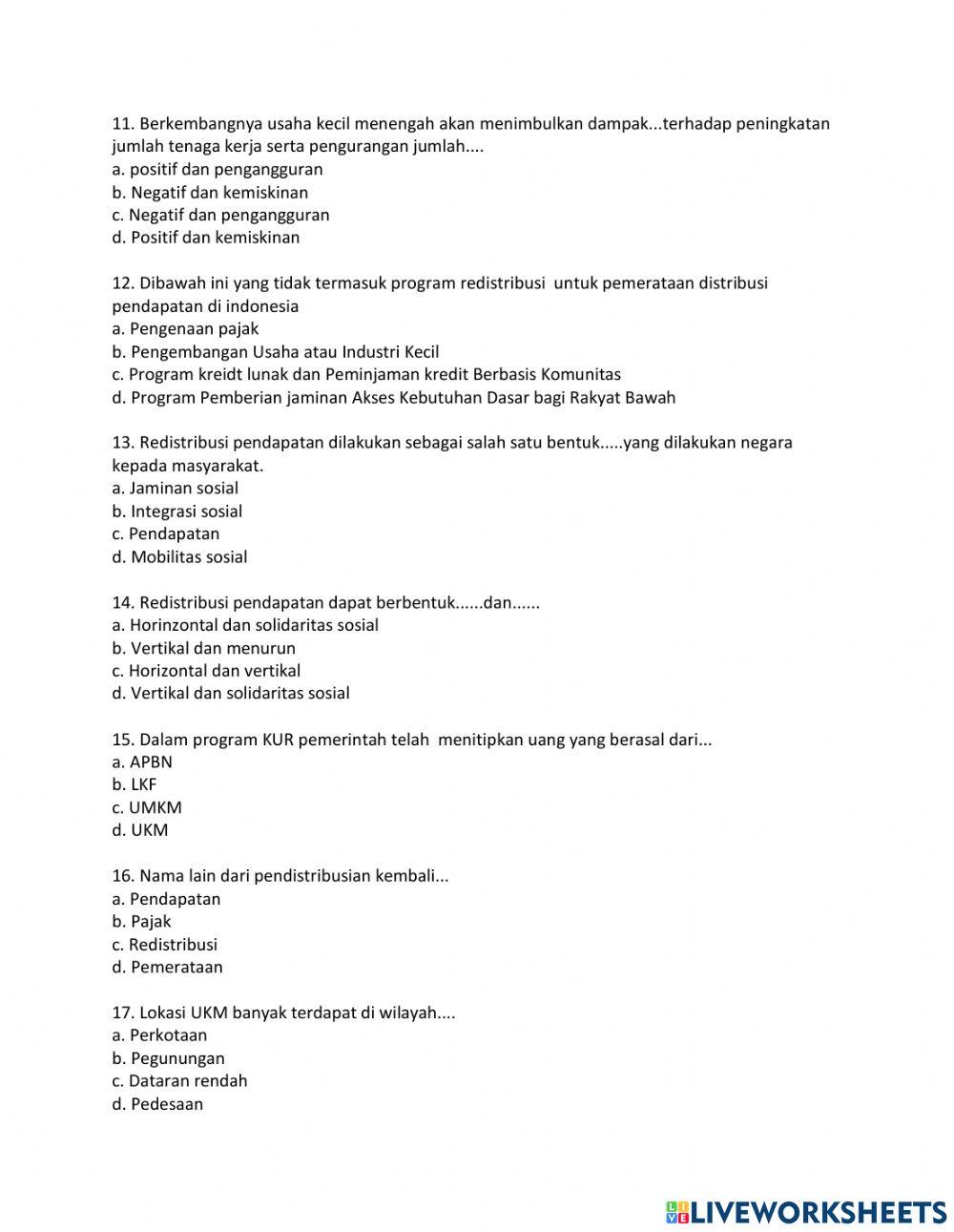 Latihan IPS KLs 8 Redistribusi