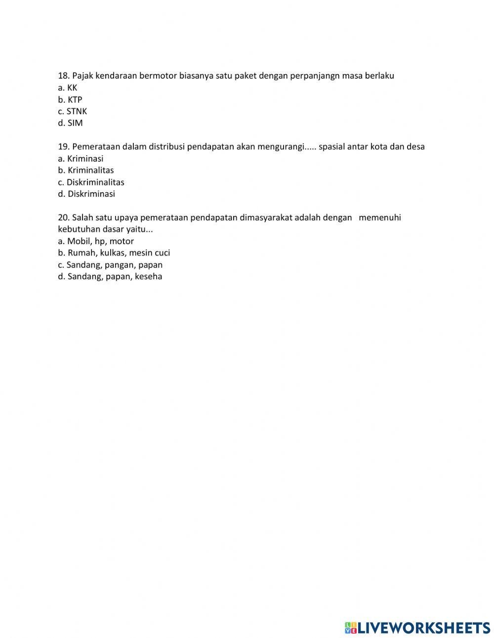 Latihan IPS KLs 8 Redistribusi