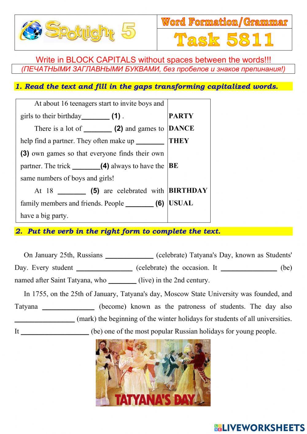 Spotlight 5 Task 5811