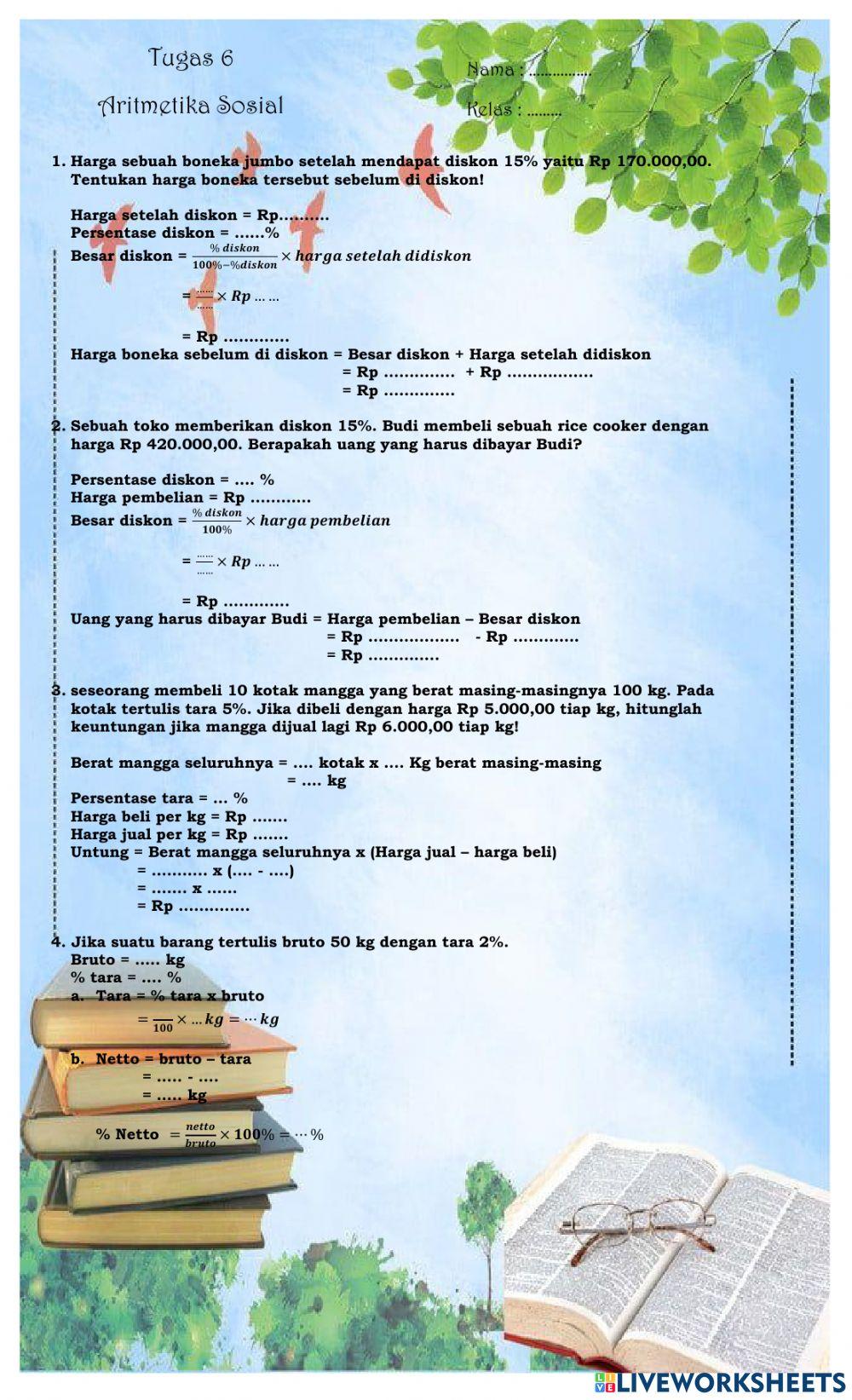 Tugas 6 Aritmetika Sosial