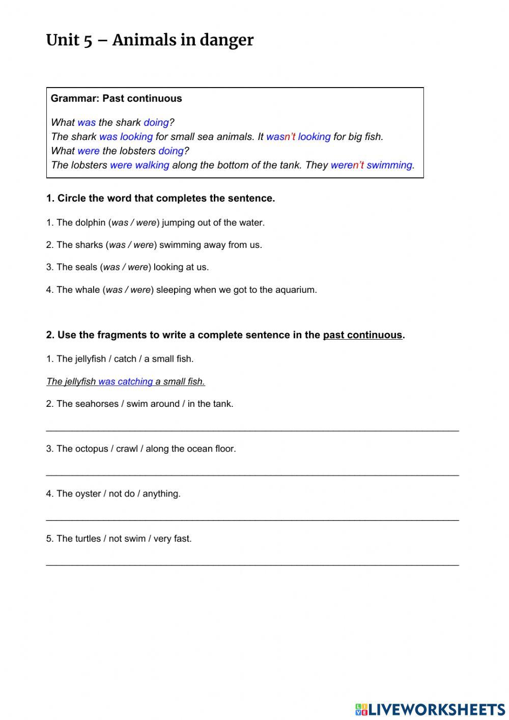 Unit 5. animals in danger!