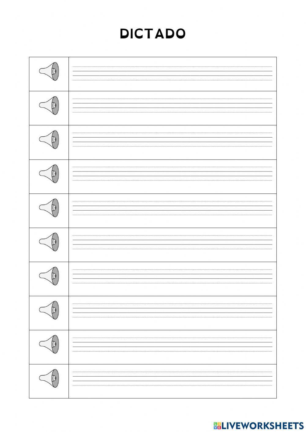 Dictado de palabras con sílabas inversas.