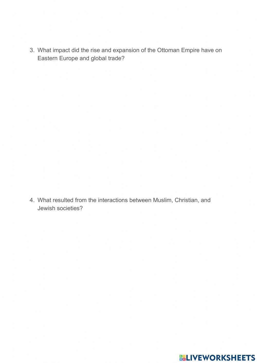 Muslim Gunpowder Empires worksheet Live Worksheets