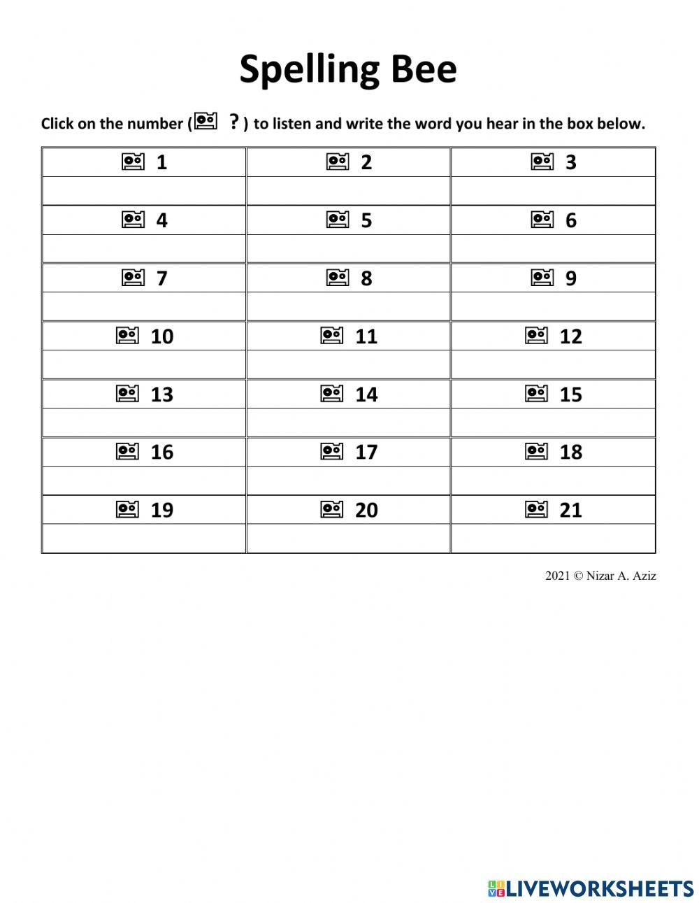 Spelling Bee- Grade6 F&F
