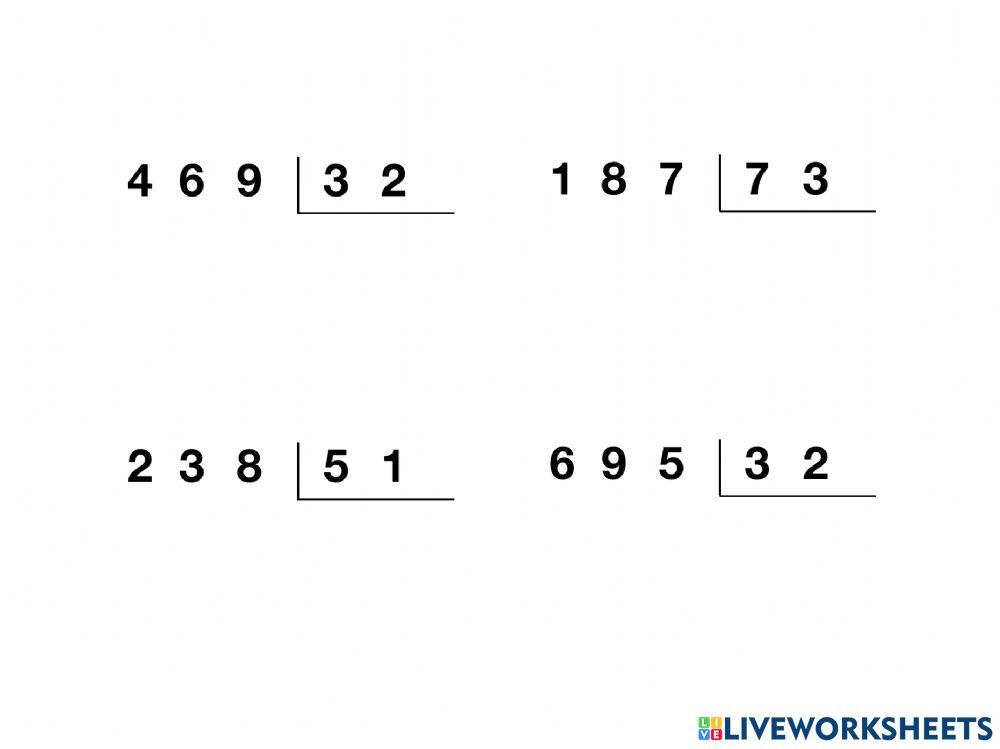 División con divisor de dos cifras. (Nivel 1)