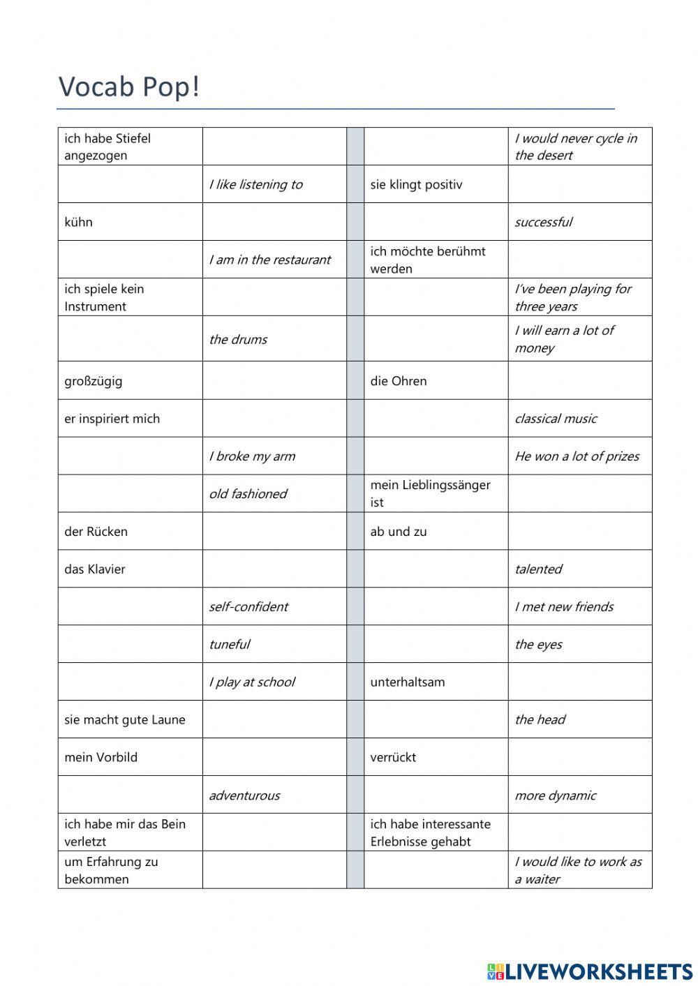 Vocab pop - Stimmt 3 Chapters 1-3