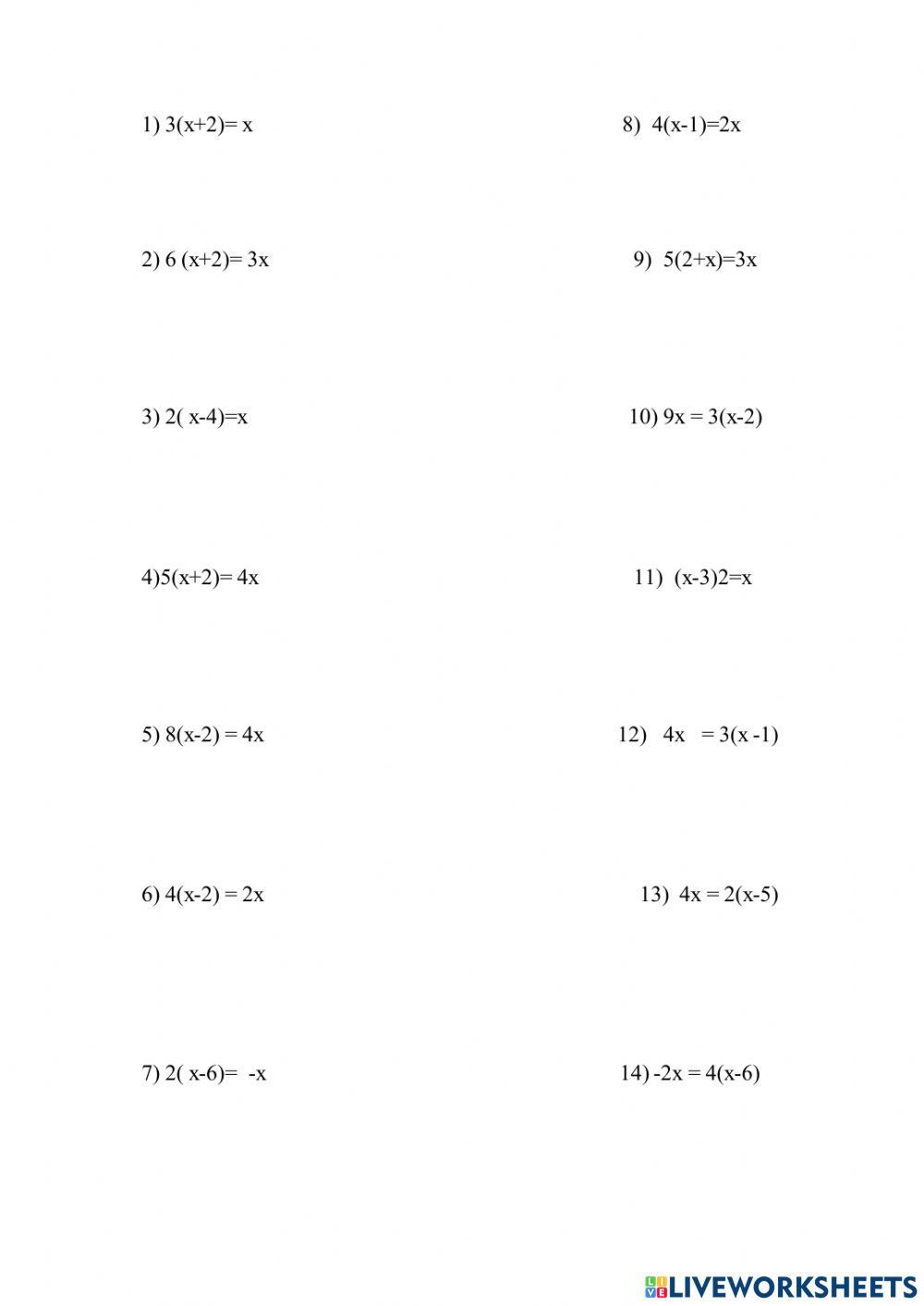 פתרון משוואות בנעלם אחד