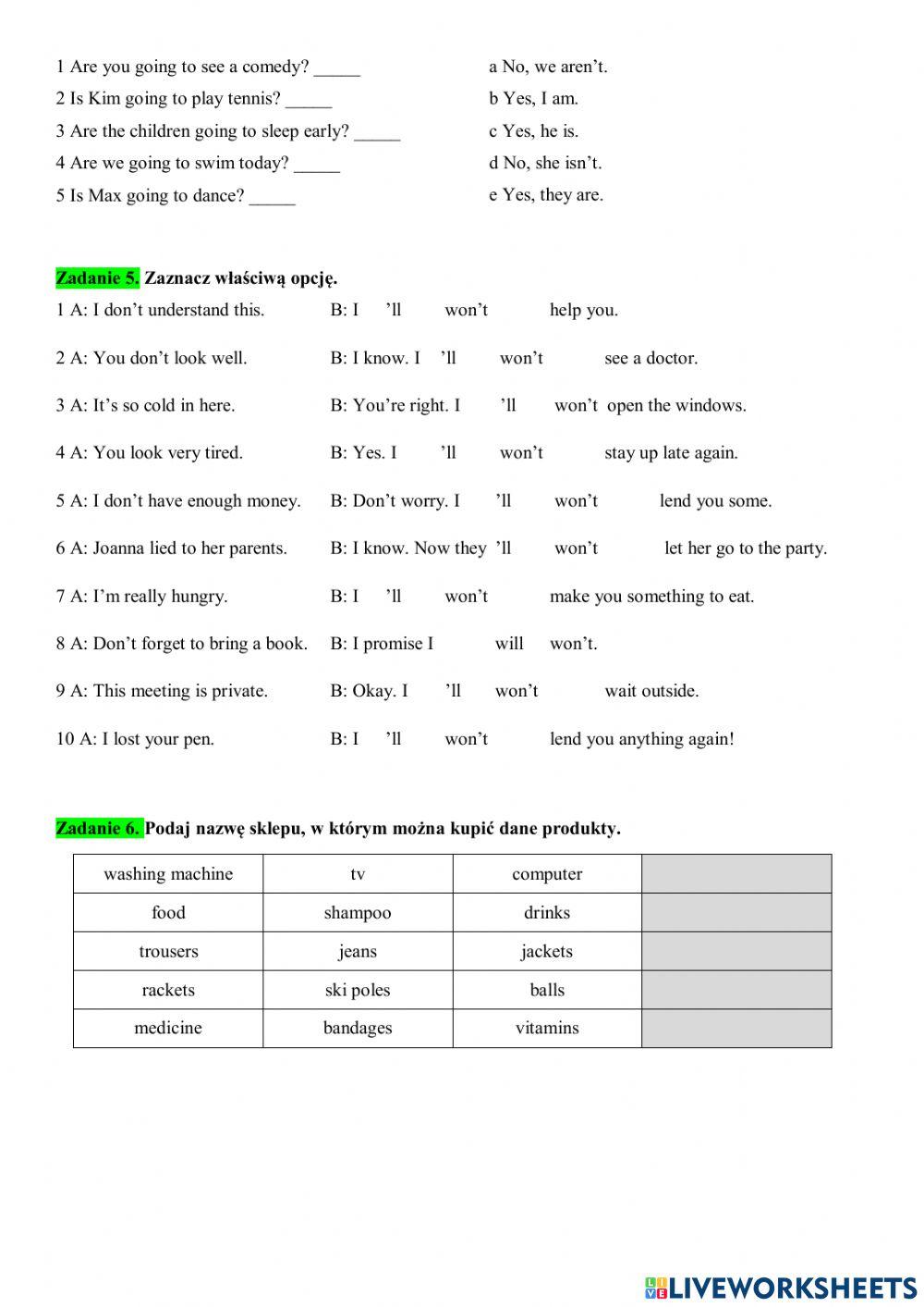 Test (Klasa 6, unit 6) Test (Klasa 6, unit 6)
