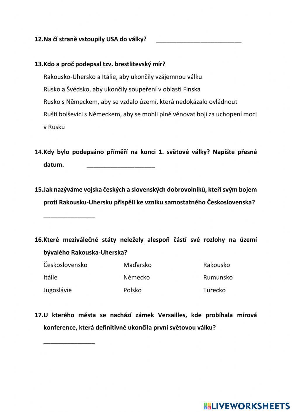 První světová válka a ruské revoluce 1917