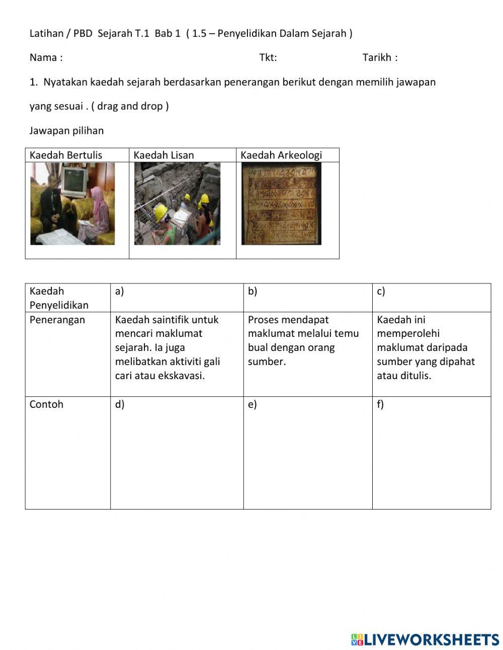 Sejarah KSSM T.1 Bab 1 - Kaedah Sejarah