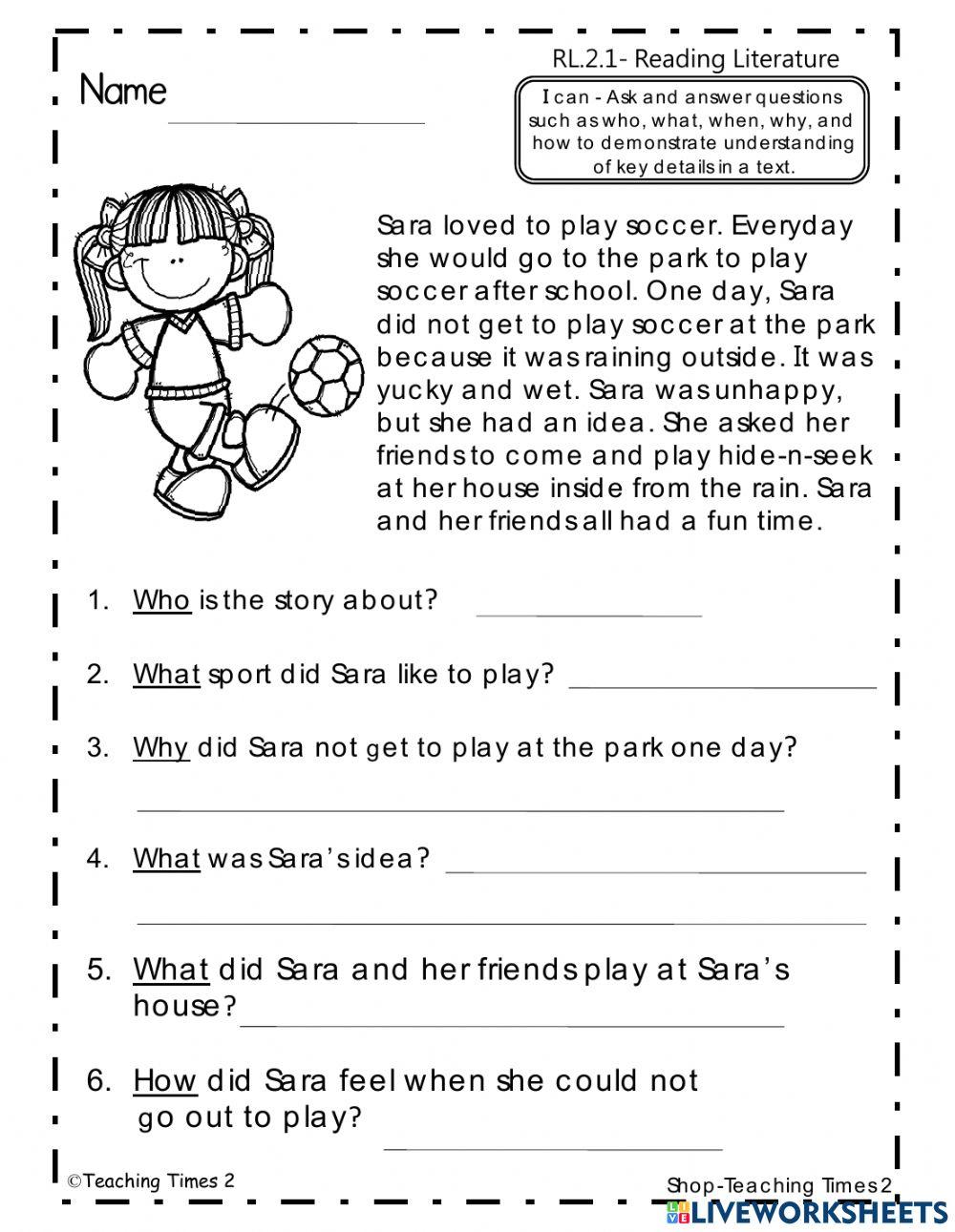 Ask and answer questions fmorgan live worksheets