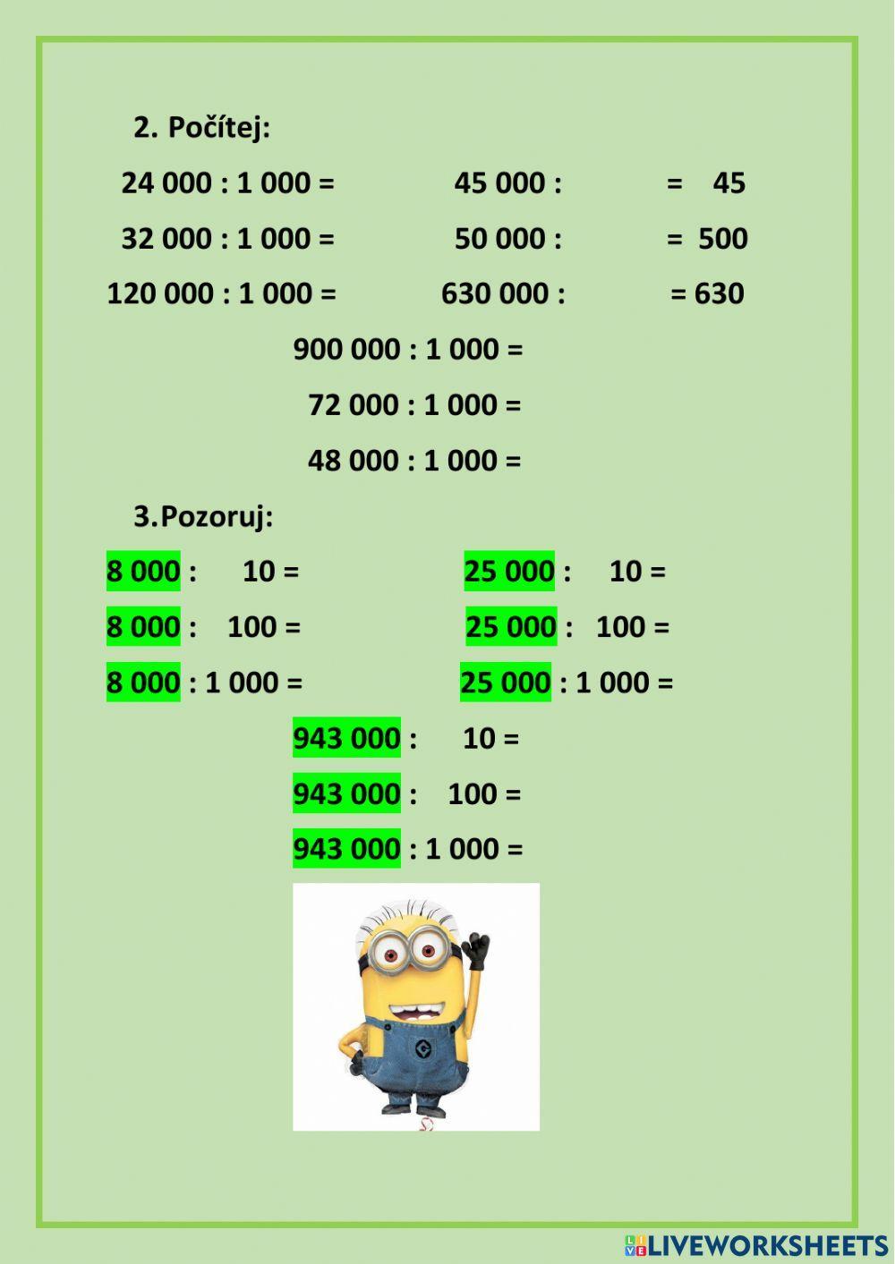 Pamětné dělení čísel větších než 10 000