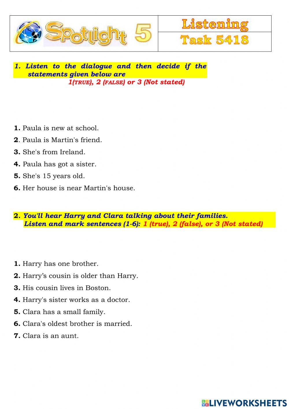 Spotlight 5 Task 5418