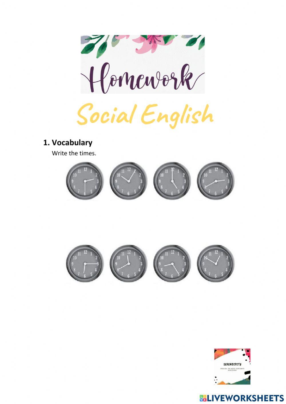 Social English 2- Homework