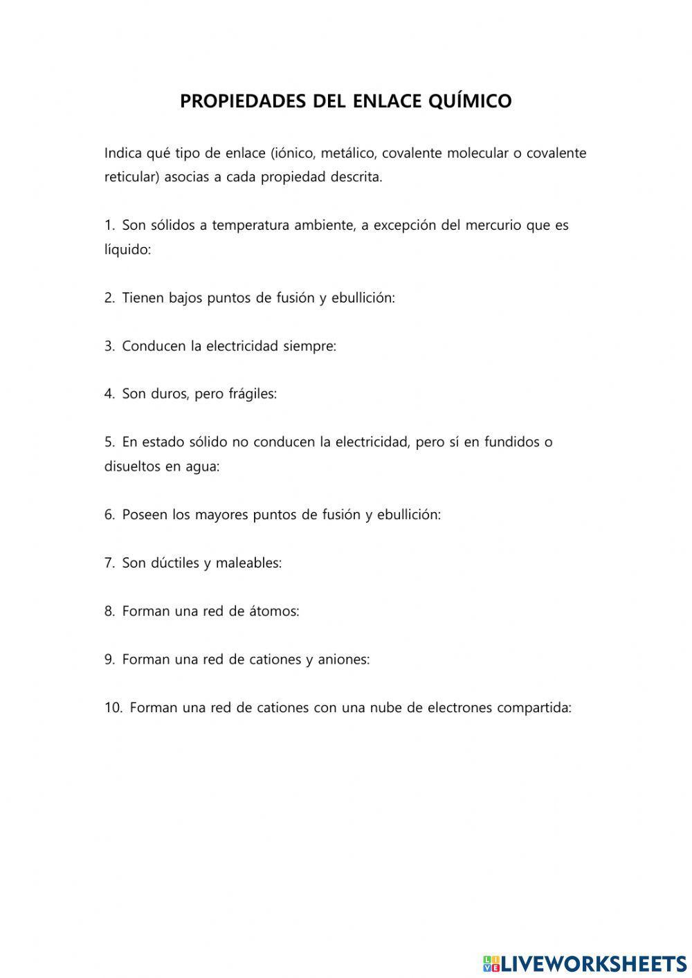 Propiedades del enlace químico