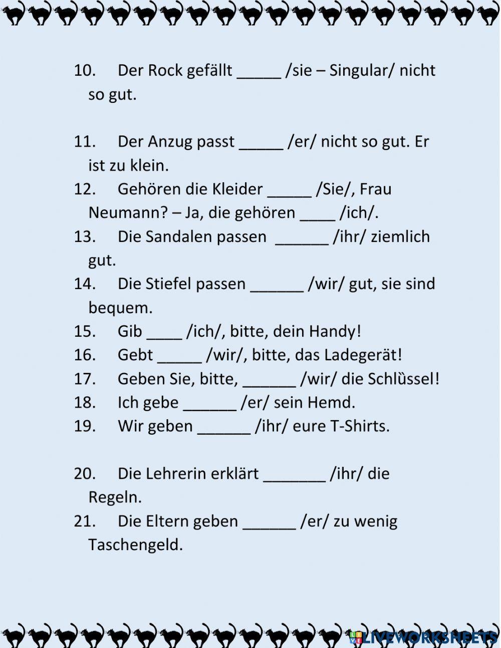 Personalpronomen im Dativ