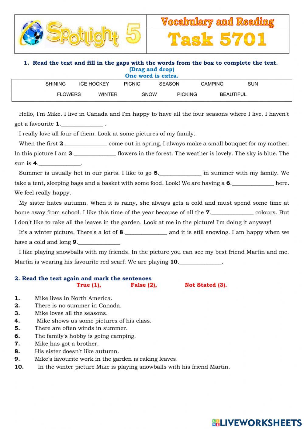 Spotlight 5 Task 5701