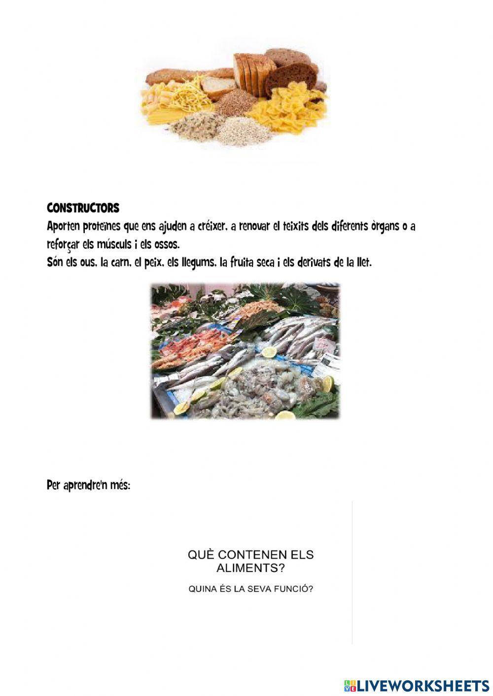 Classificació dels aliments en constructors, energètics i reguladors