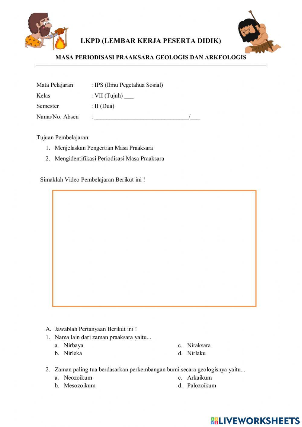 Masa Praaksara (Periodisasi secara Geologis dan Arkeologis)