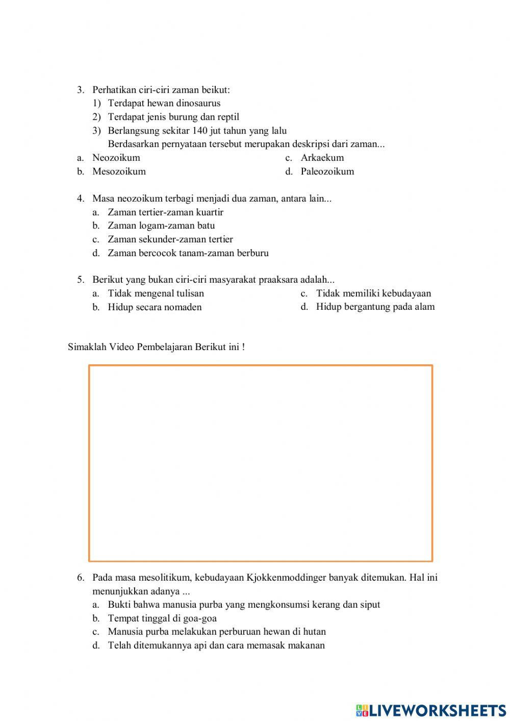 Masa Praaksara (Periodisasi secara Geologis dan Arkeologis)