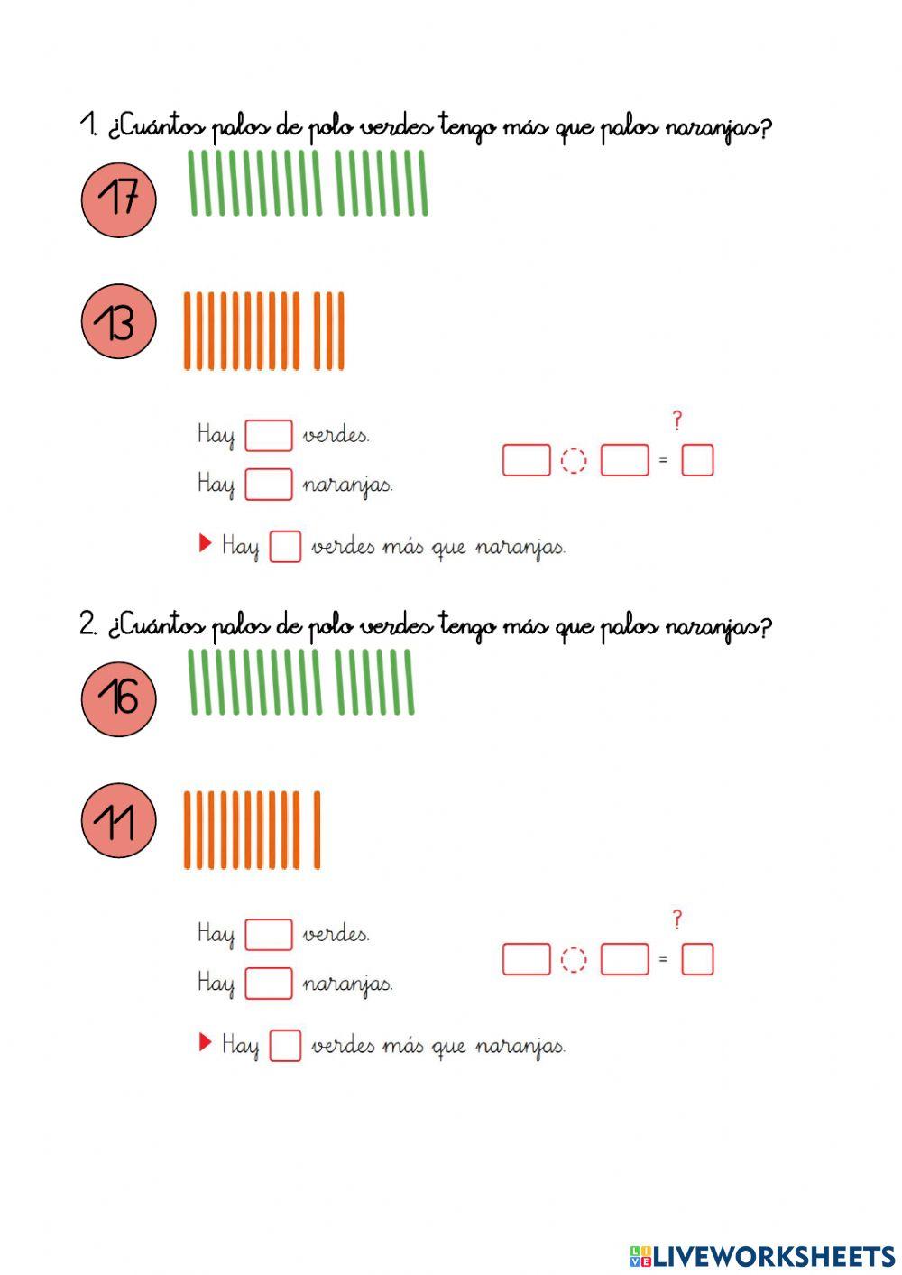Problemas -más que- y -menos que-