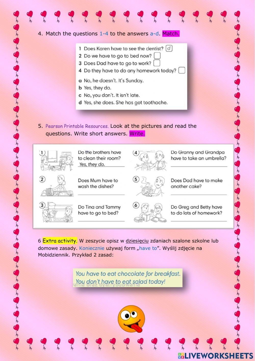 Have to (Unit 5) worksheet Live Worksheets