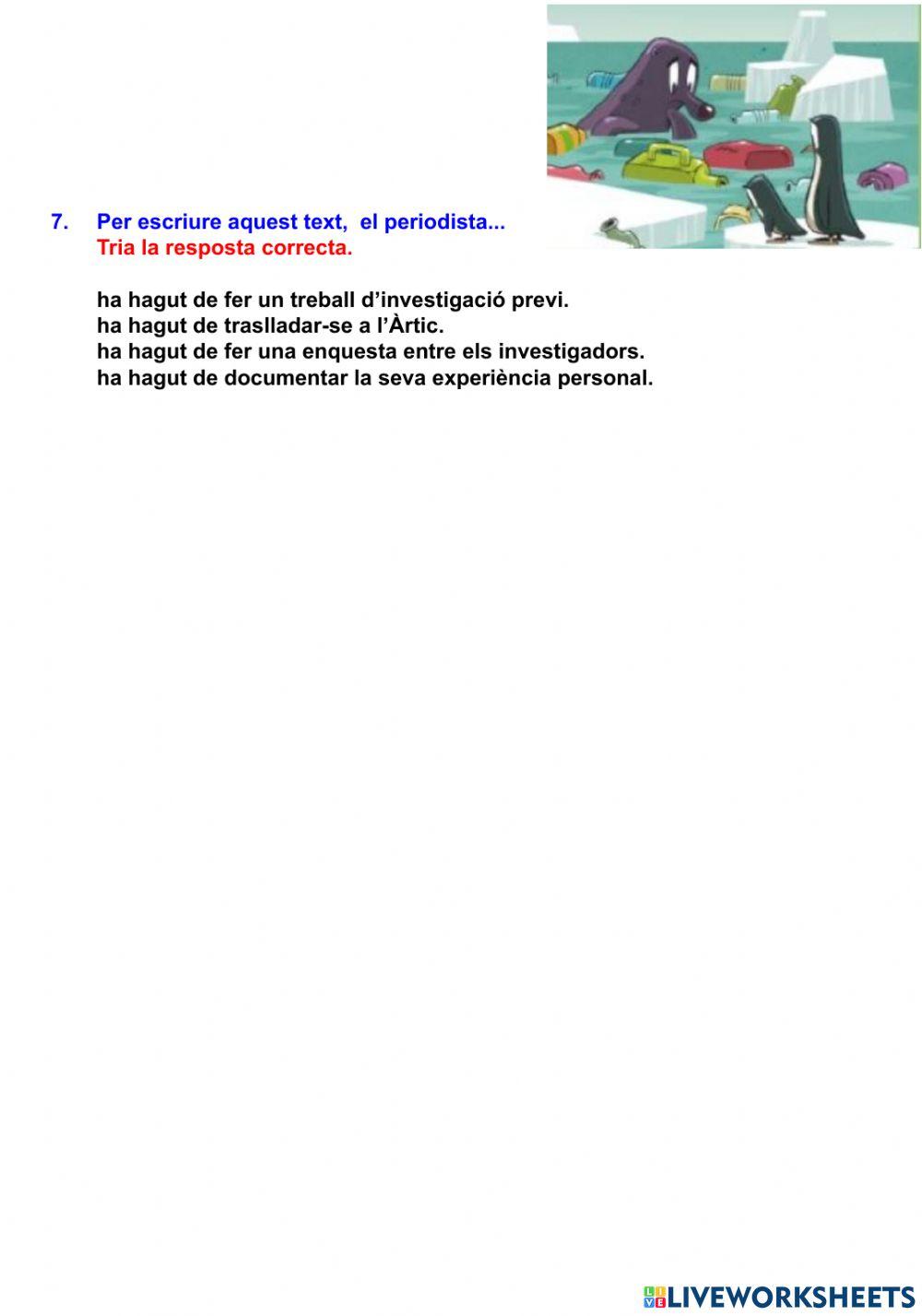 Comprensió lectora: Els teus plàstics arribaran a l'Àrtic