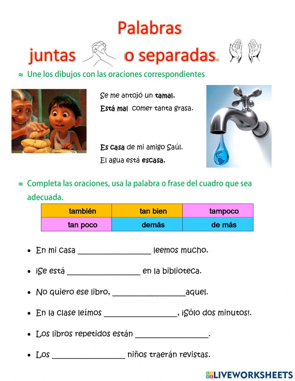 Palabras juntas o separadas