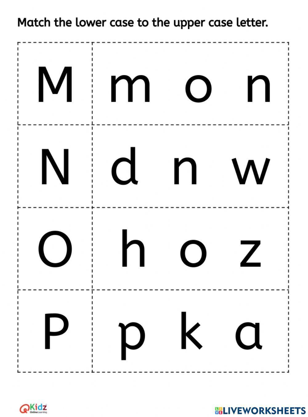 Match the Letters M N O P -Lower case to the Upper case
