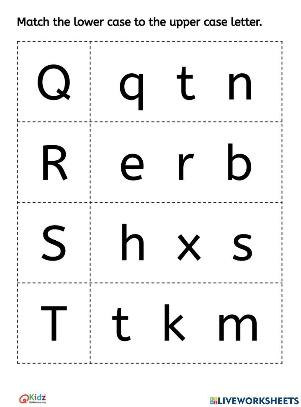 Match the Letters Q R S T - Lower case to the Upper case