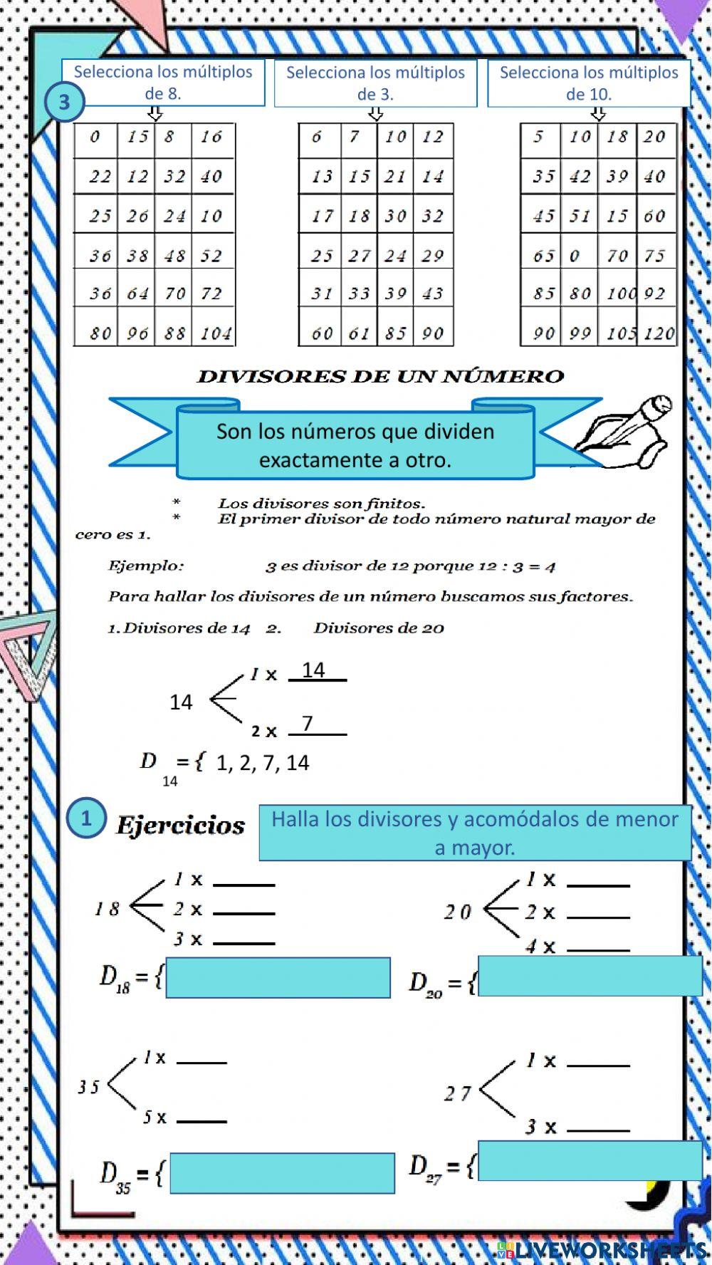 Múltiplos y divisores