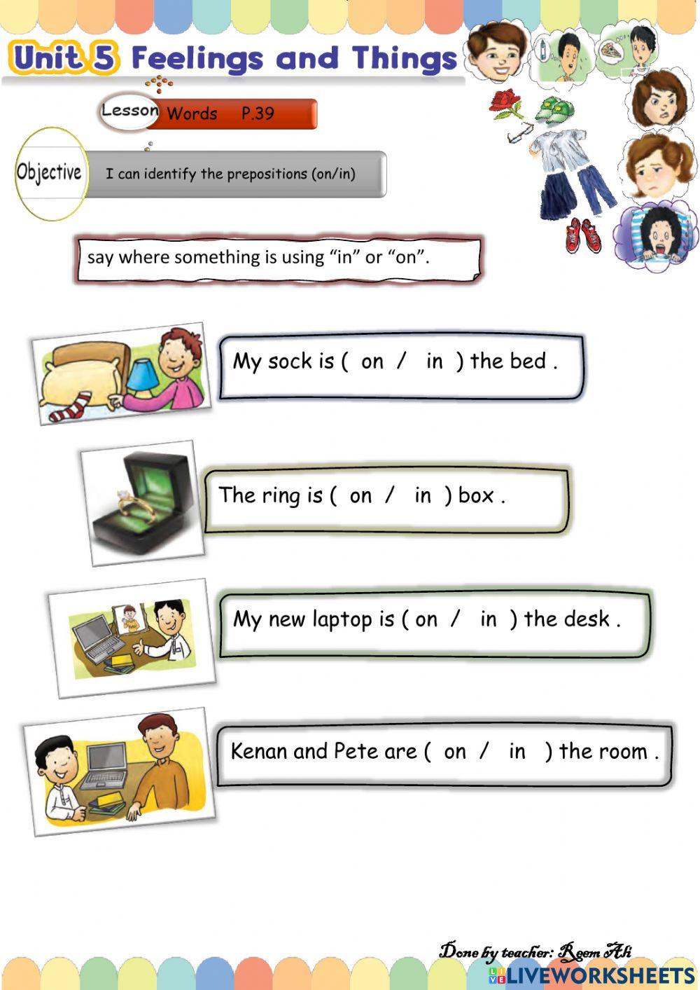 We Can2 U5 L3  I can identify the prepositions (on-in)