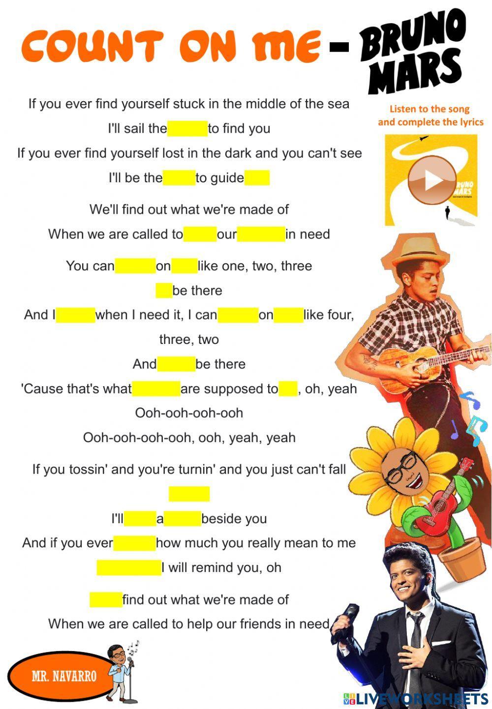 ''Count On Me'' - Bruno Mars (Lyrics Challenge 3)