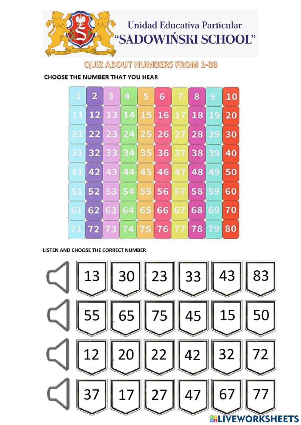 quiz from number 1-80