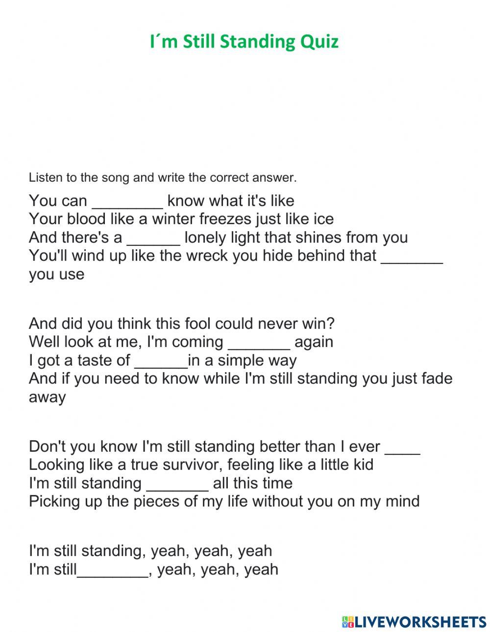 I-m Still Standing Song Quiz
