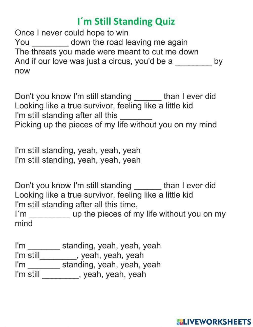 I-m Still Standing Song Quiz