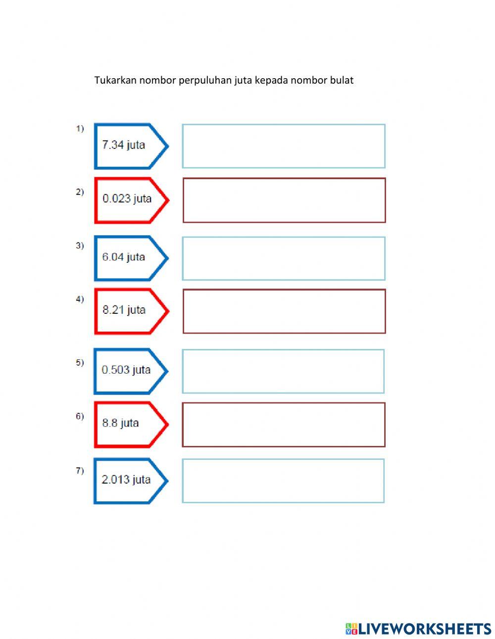 Nombor perpuluhan juta kepada nombor bulat