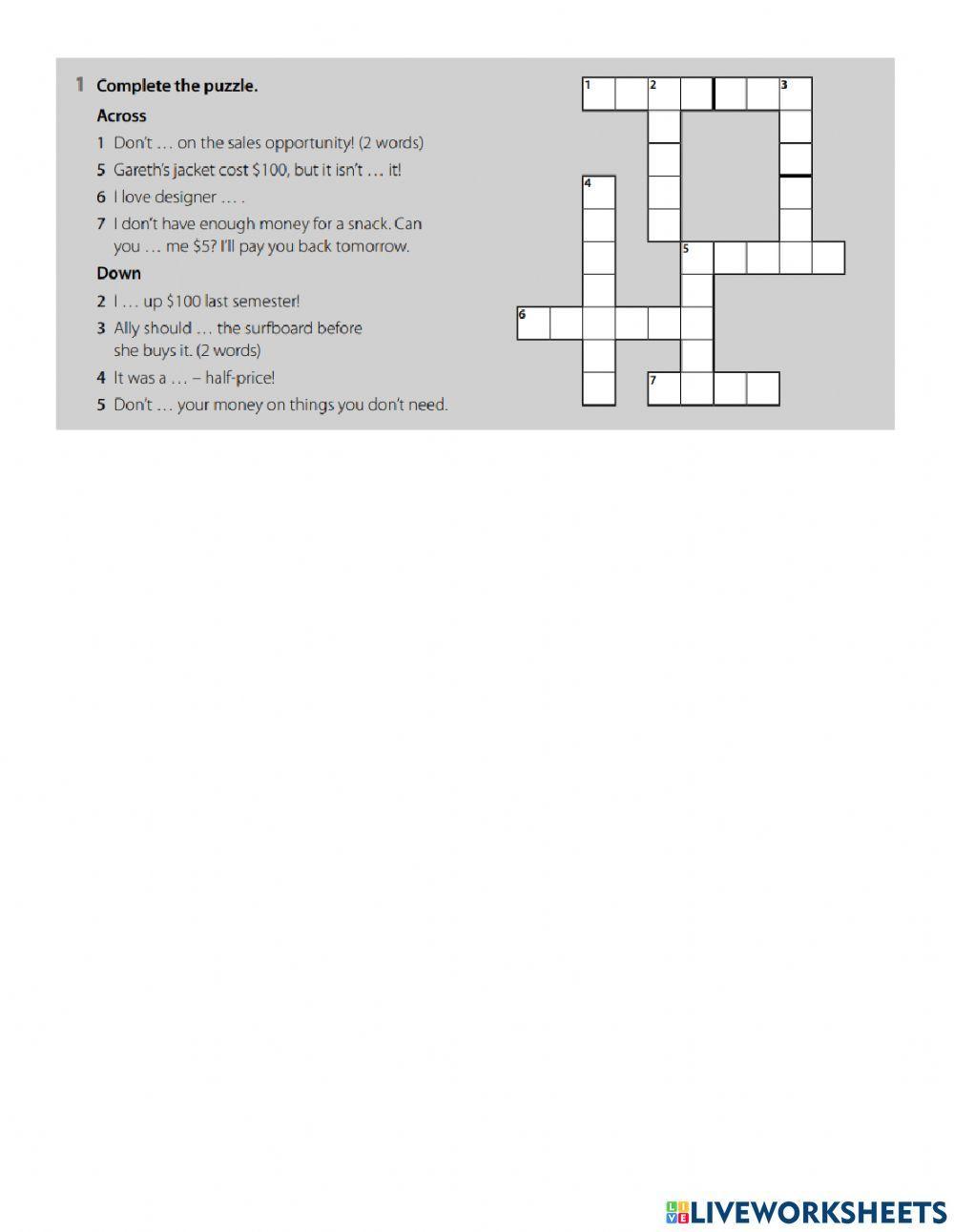 Shopping and money vocabulary