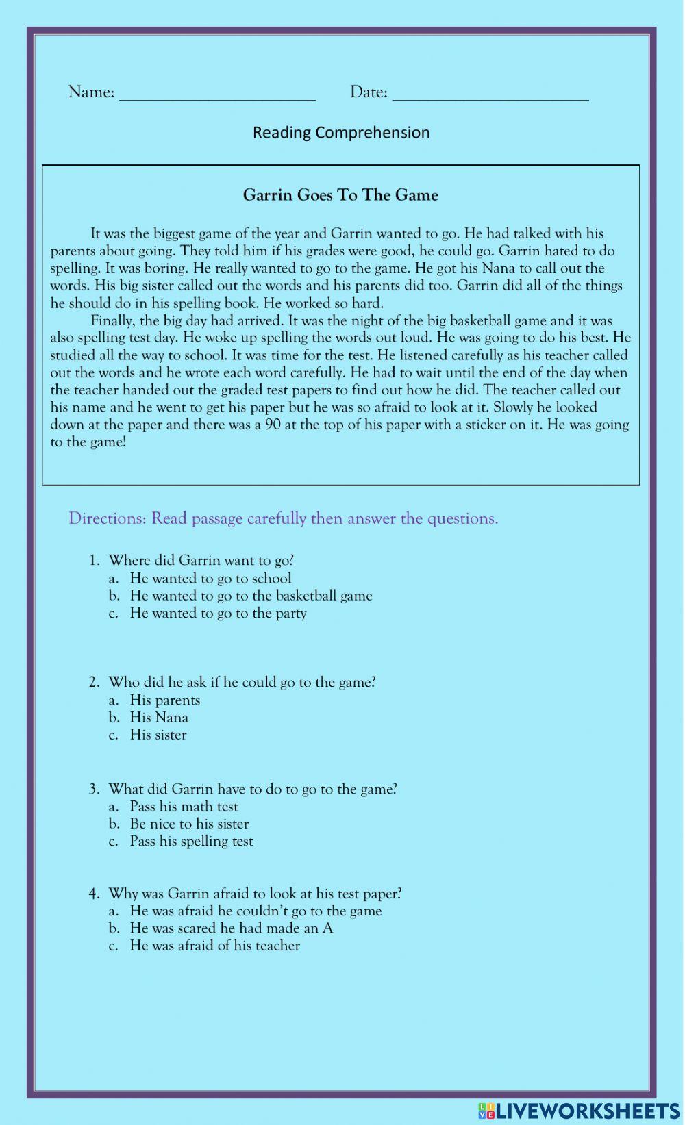 Reading Comprehension