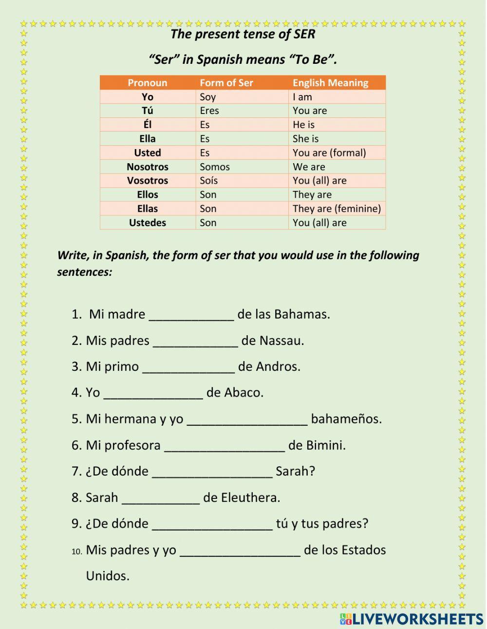 present-tense-of-ser-interactive-worksheet-live-worksheets