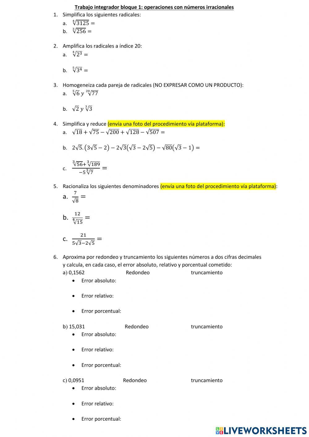 Bloque 1 febrero: operaciones con radicales