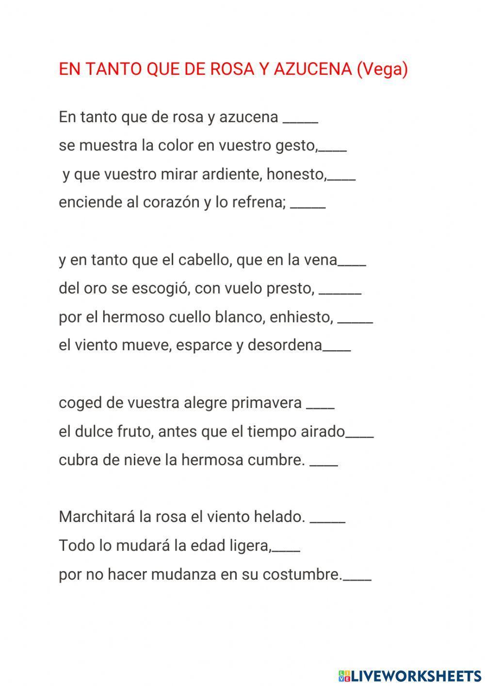 Poesia: En tanto que rosa y azucena