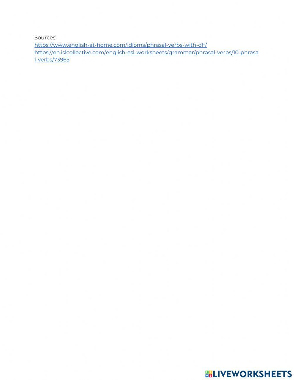 Phrasal Verbs with OFF