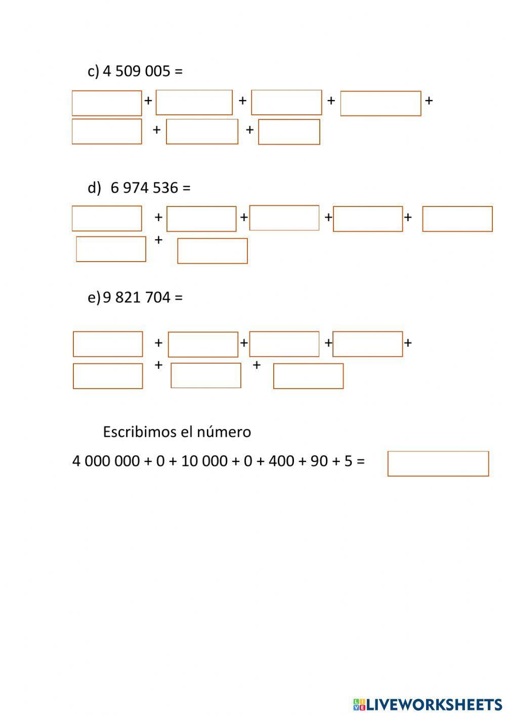 Valor posicional de millones