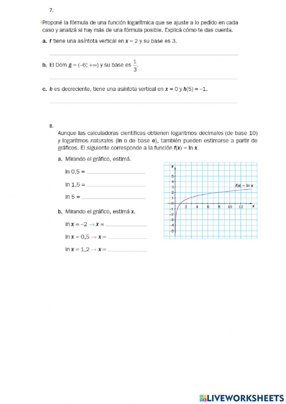 Bloque 4 febrero: logaritmos y funciones logarítmicas