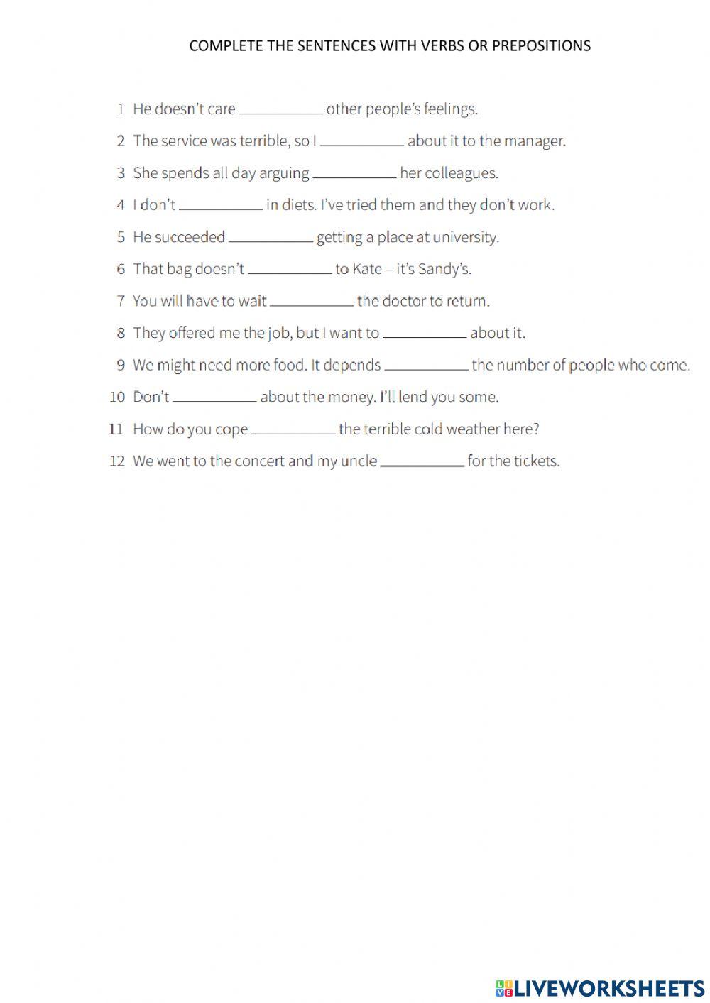 Verbs and prepositions