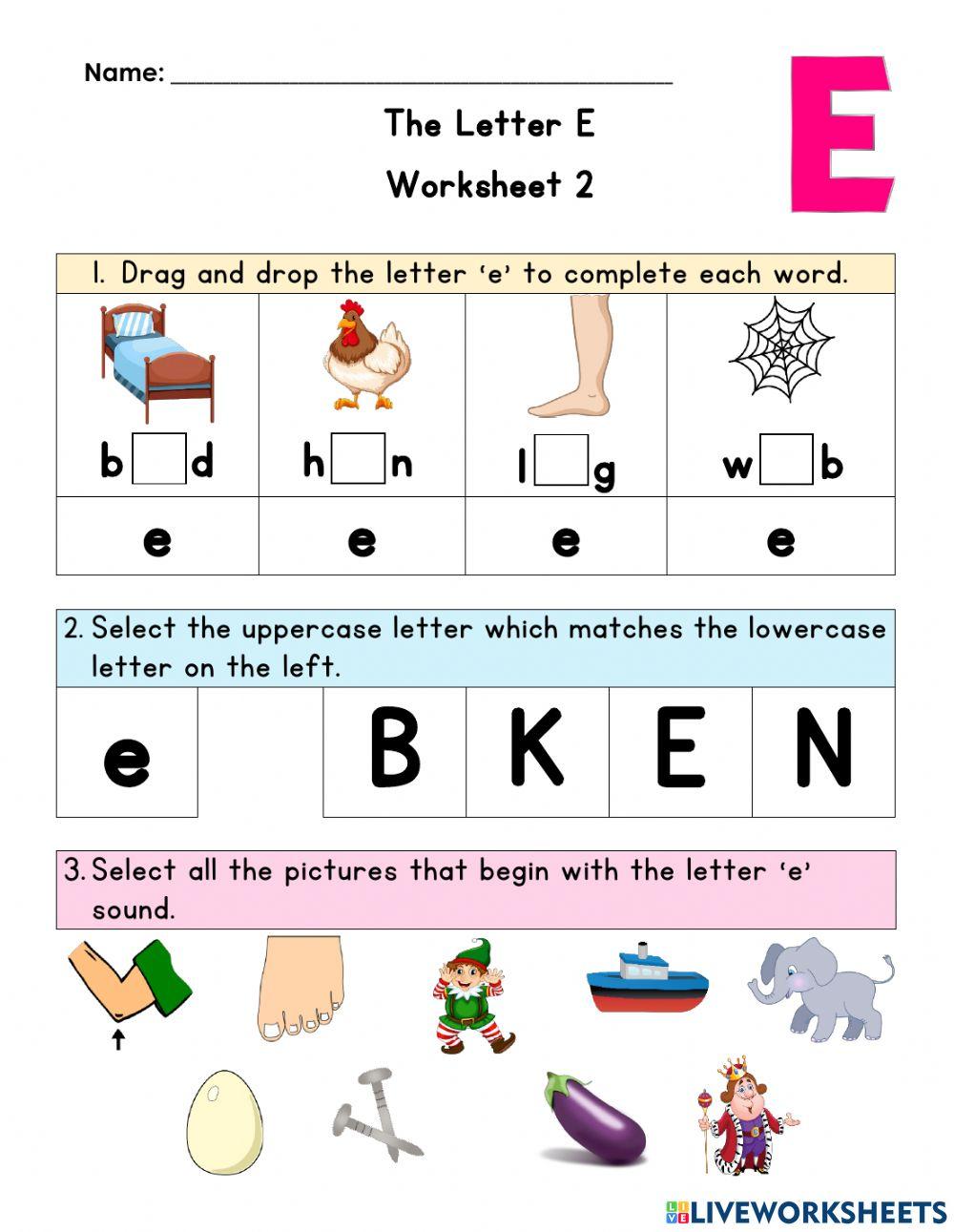 Letter E Worksheet 2