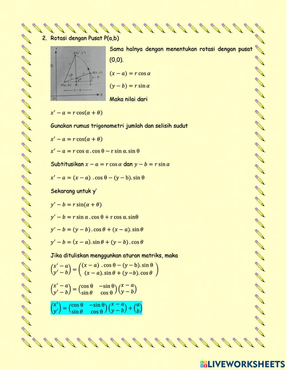 Rotasi,Dilatasi, Trasnformasi Oleh Matriks