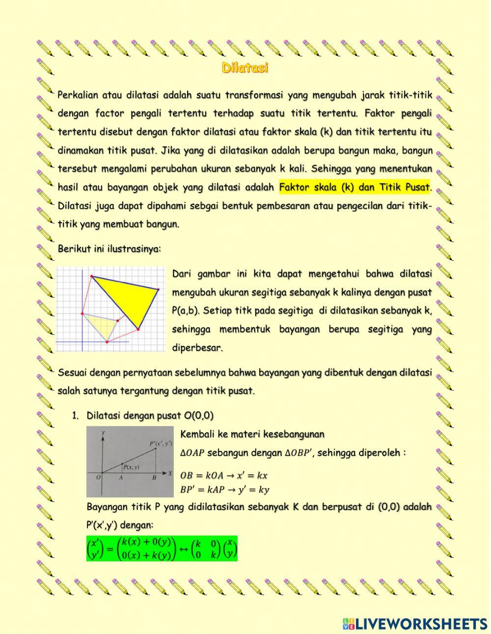 Rotasi,Dilatasi, Trasnformasi Oleh Matriks