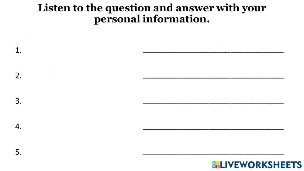 Personal information questions exercise | Live Worksheets image.
